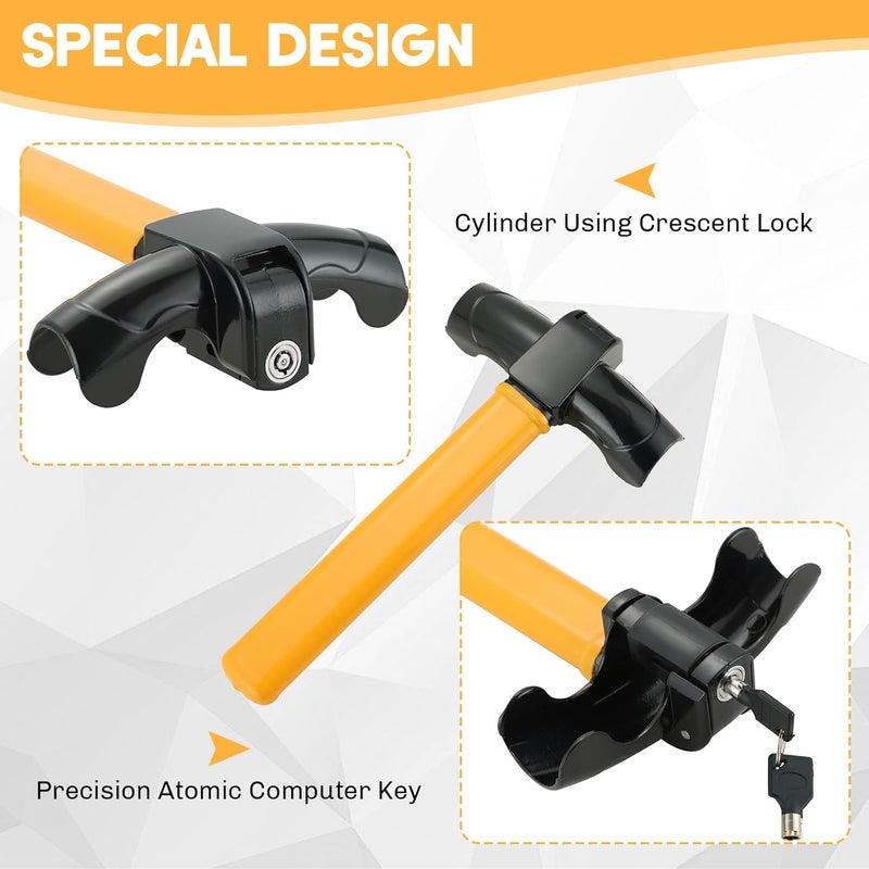 weyleity Universal Car Steering Wheel Lock | Heavy Duty Rotary Auto Lock with Adjustable Length, Steering Wheel Lock Anti-Theft Device for Steering Wheel Diameters Less Than 1.5''/4cm - Image 4
